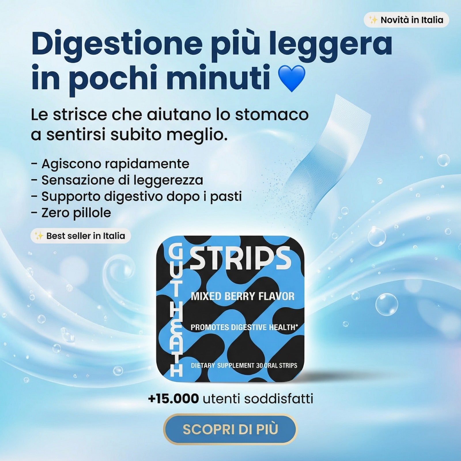 Darmgezondheid- en spijsverteringsstrips